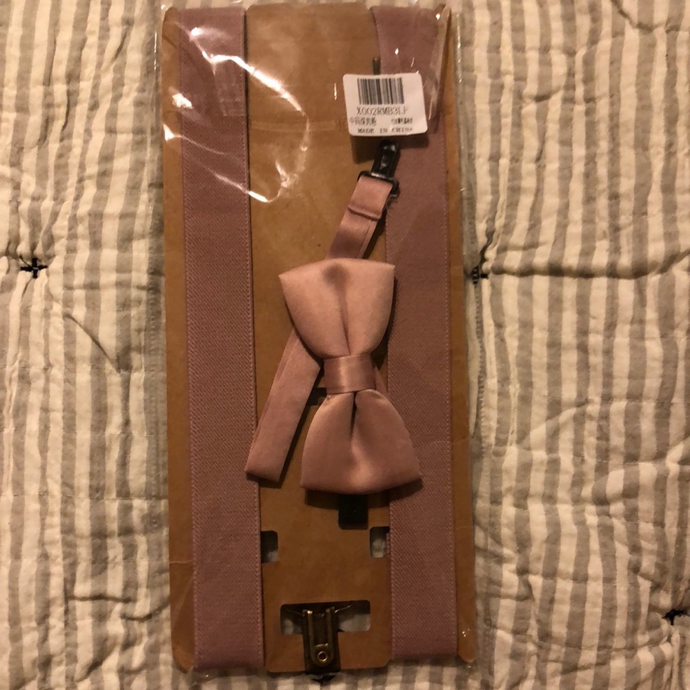 Children’s blush suspender and bow tie